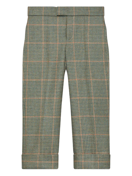  Thom Browne Kids Houndstooth Tweed Trousers - Green 