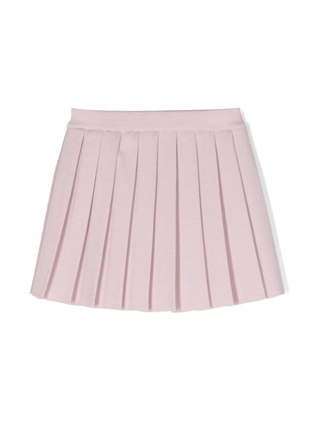  Thom Browne Kids Logo-patch Virgin Wool Pleated Skirt - Pink 
