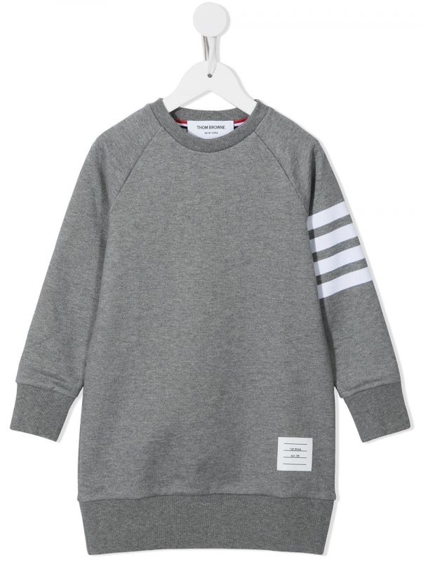  Thom Browne Kids Loopback Jersey 4-bar Sweatshirt Dress - Grey 