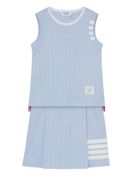  Thom Browne Kids Mini Pointelle Pleated Skirt - Blue 
