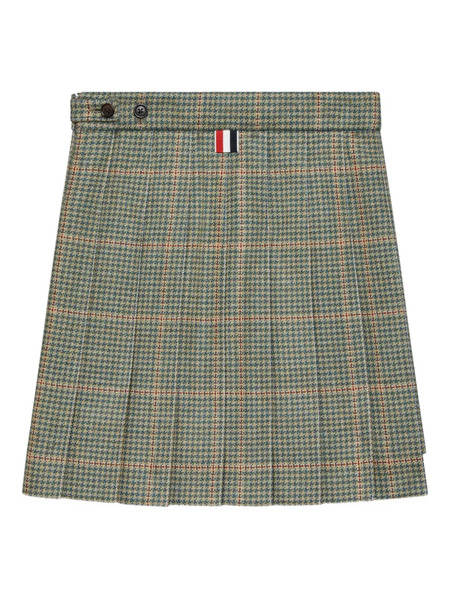  Thom Browne Kids Pleated Houndstooth-pattern Mini Skirt - Green 