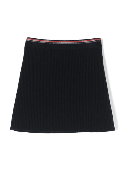  Thom Browne Kids Ribbed-knit A-line Miniskirt - Blue 