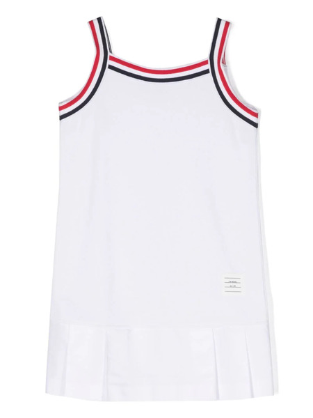  Thom Browne Kids Rwb-stripe Pleated Minidress - White 
