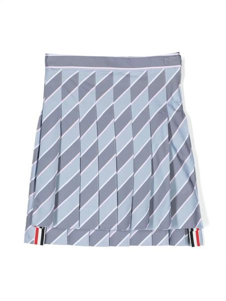  Thom Browne Kids Striped Pleated Skirt - Grey 