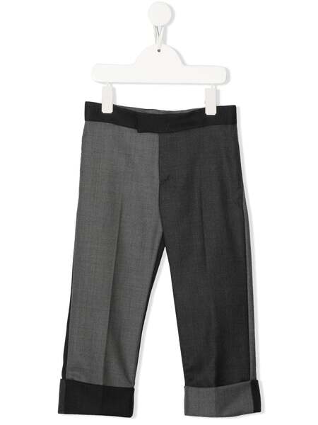  Thom Browne Kids Two-tone Tailored-cut Trousers - Grey 