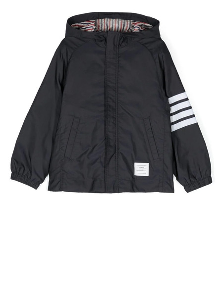 Thom Browne Kids Zip-up Hooded Jacket - Blue 