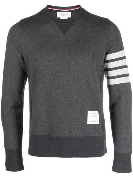  Thom Browne Logo-patch Cotton Sweatshirt - Grey 