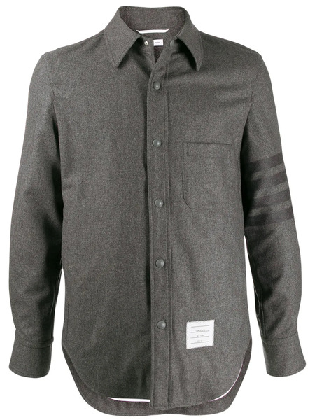 Thom Browne Logo-patch Shirt Jacket - Grey 