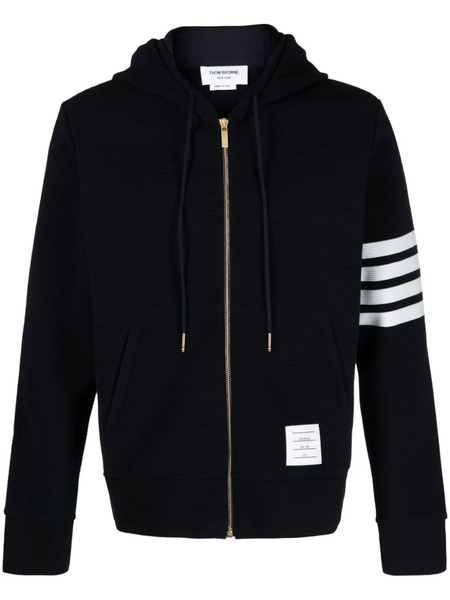  Thom Browne Logo-patch Zip-up Hoodie - Blue 