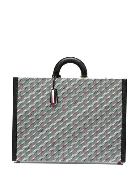 Thom Browne Logo-print Striped Briefcase - Grey 