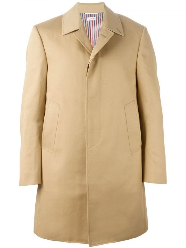  Thom Browne Mac Bal Collar Overcoat - Neutrals 