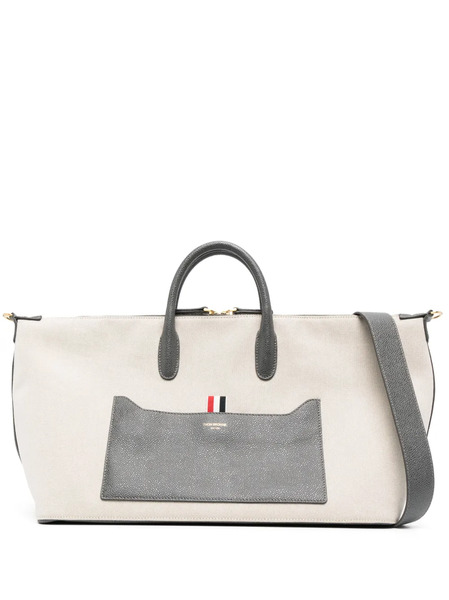  Thom Browne Medium Canvas Tote Bag - Neutrals 