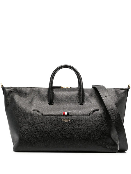  Thom Browne Medium Rwb Stripe Leather Holdall - Black 