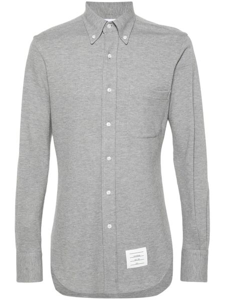  Thom Browne Mélange-effect Piqué Shirt - Grey 