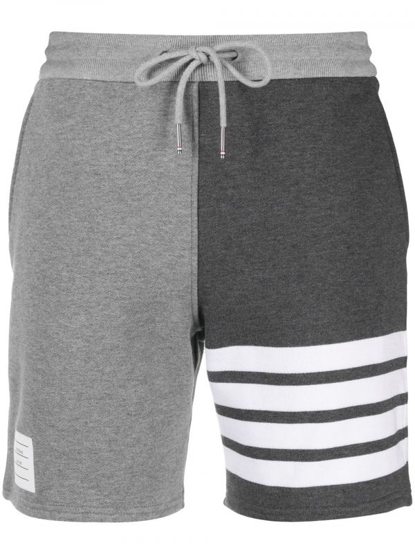 Thom Browne Panelled 4-bar Cotton Shorts - Grey 