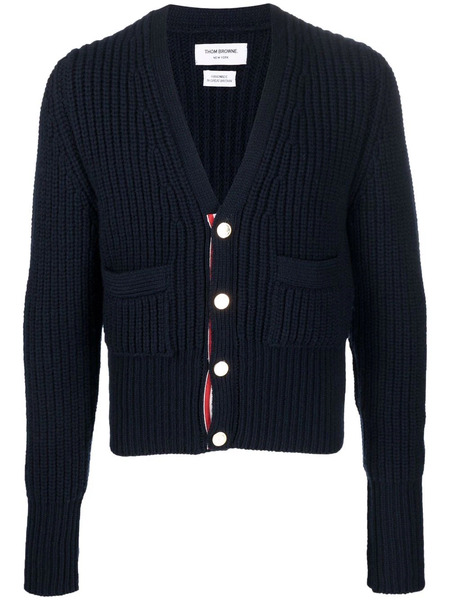 Thom Browne Patch-pocket Cashmere Cardigan - Blue 