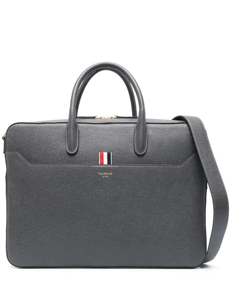  Thom Browne Pebble Grain-leather Business Bag - Grey 