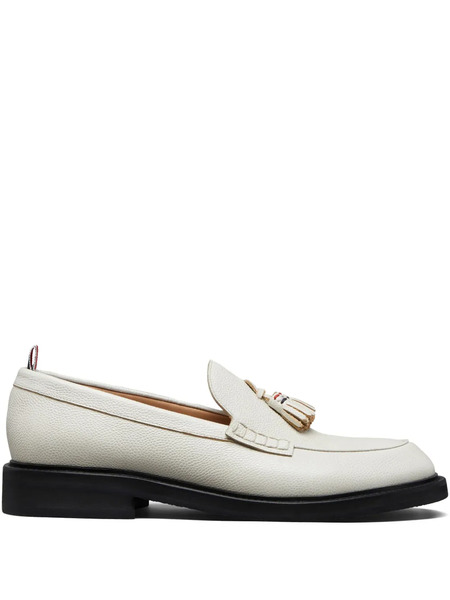  Thom Browne Pebble Grain-leather Tassel-detail Loafers - Neutrals 