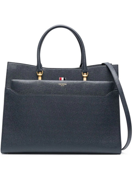  Thom Browne Pebbled-leather Duet Tote - Blue 