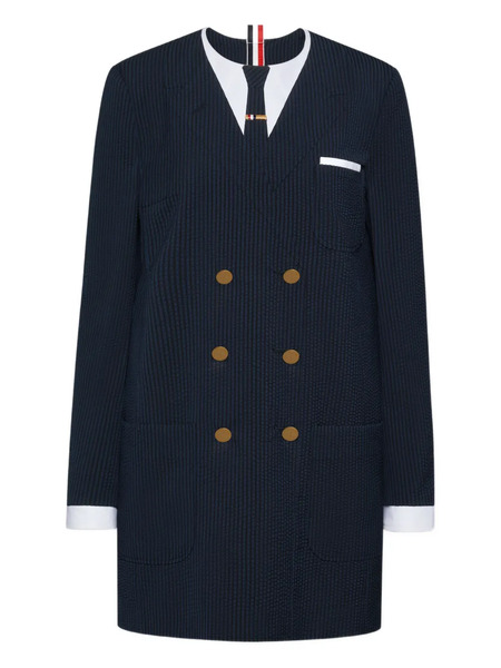  Thom Browne Pinstripes Mini Dress - Blue 