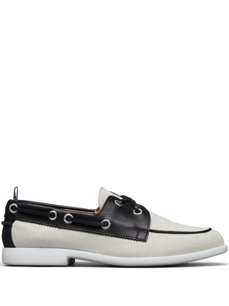  Thom Browne Piping-detail Boat Shoes - Neutrals 
