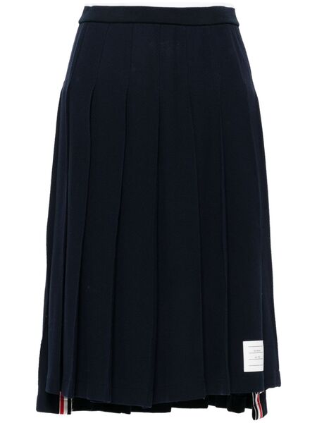  Thom Browne Pleated Chevron-knit Midi Skirt - Blue 