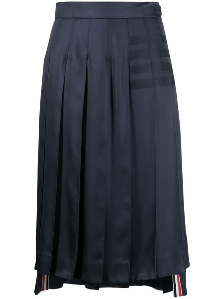  Thom Browne Pleated Silk Midi Skirt - Blue 