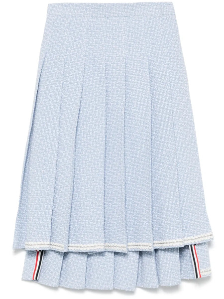  Thom Browne Pleated Tweed Midi Skirt - Blue 