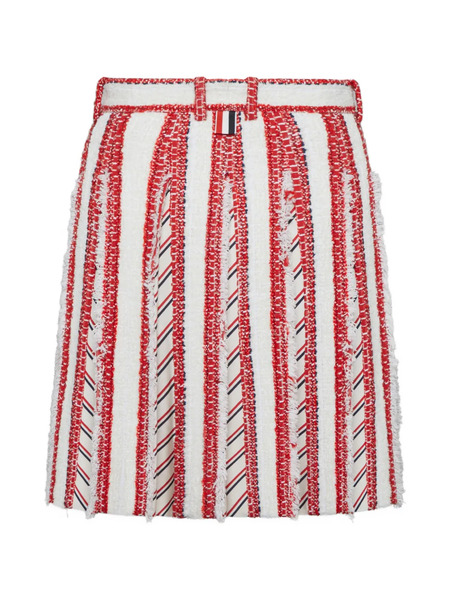  Thom Browne Pleated Tweed Mini Skirt - White 