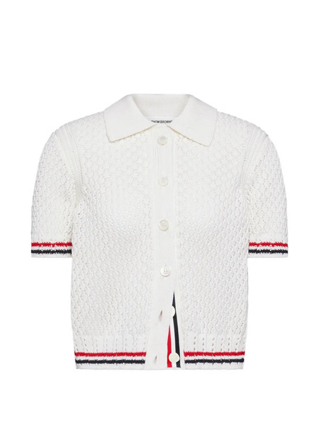  Thom Browne Pointed Short-sleeve Cardigan - White 