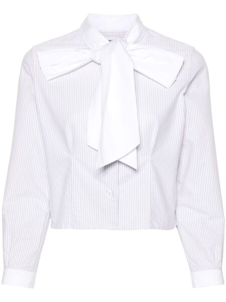  Thom Browne Pussy-bow Collar Cotton Blouse - Grey 