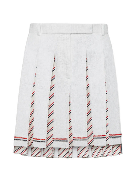  Thom Browne Rwb Bead-embellished Pleated Mini Skirt - White 