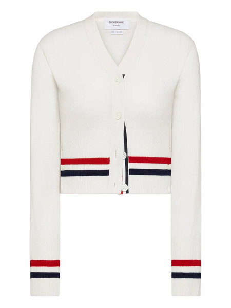  Thom Browne Rwb-stripe Cashmere Cardigan - White 