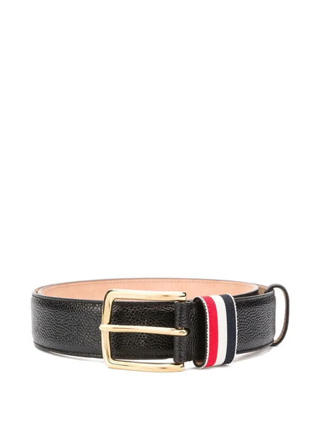  Thom Browne Rwb Stripe Grained-leather Belt - Black 