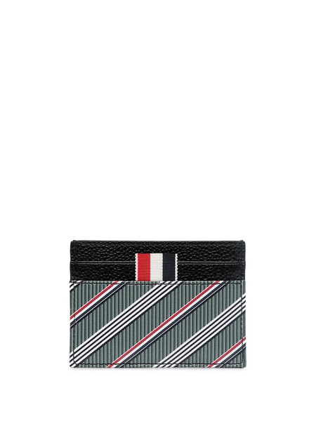  Thom Browne Rwb Stripe Leather Cardholder - Grey 