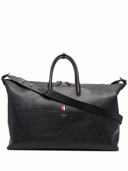  Thom Browne Rwb Stripe Leather Holdall - Black 
