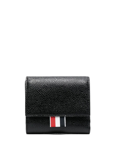  Thom Browne Rwb Stripe Pebbled Leather Wallet - Black 
