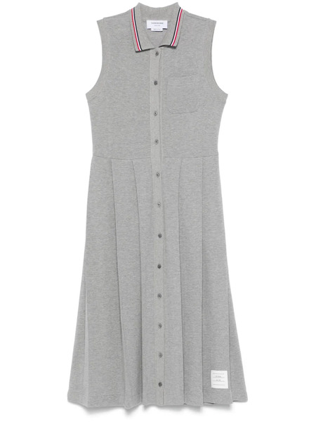  Thom Browne Rwb-stripe Pleated Midi Dress - Grey 