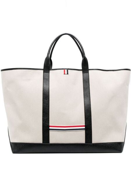  Thom Browne Rwb-stripe Tote Bag - Neutrals 