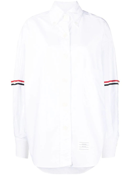  Thom Browne Rwb Stripe-trim Cotton Shirt - White 