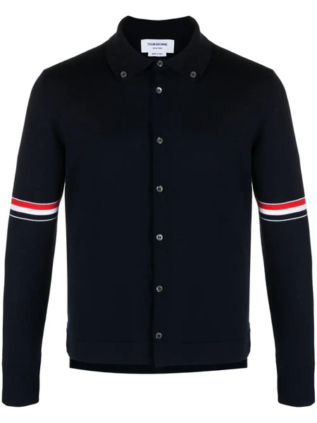  Thom Browne Rwb Stripe Wool Cardigan - Blue 