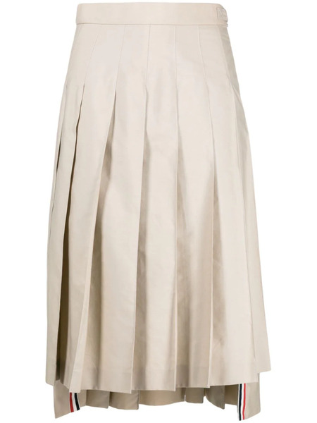  Thom Browne Rwb-tab Pleated Midi Skirt - Neutrals 