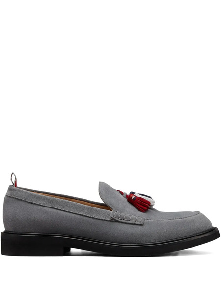  Thom Browne Rwb-tassel Suede Loafers - Grey 