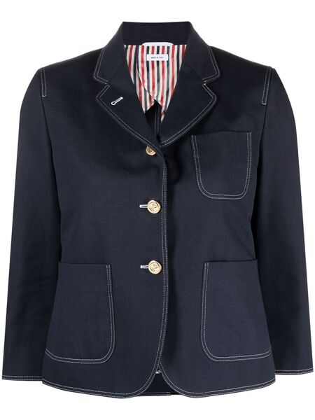  Thom Browne Sack-patch Cropped Jacket - Blue 