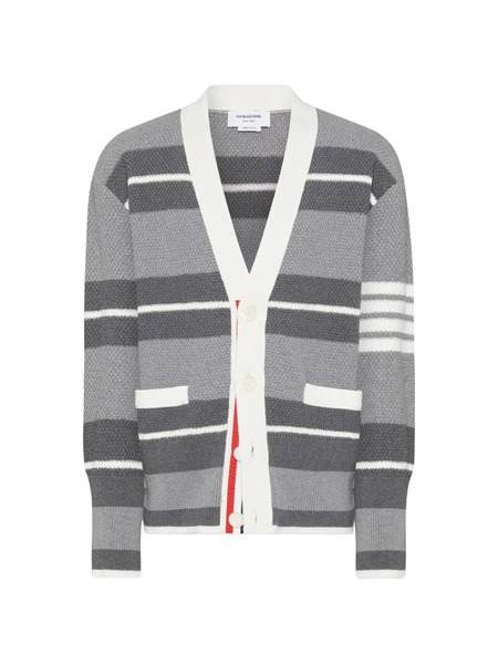  Thom Browne Seed Stitch 4-bar Cardigan - Grey 