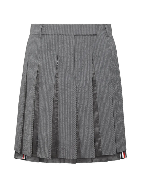  Thom Browne Seersucker Pleated Mini Skirt - Grey 