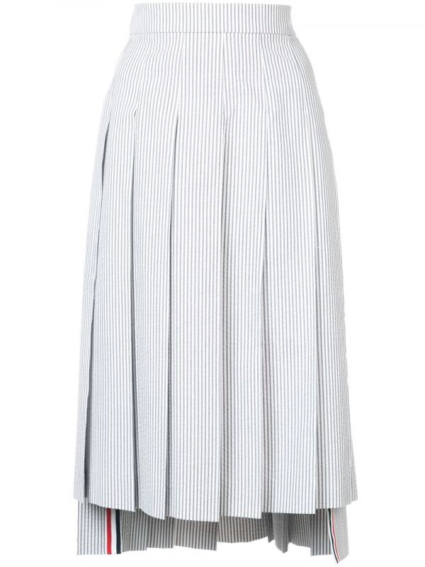  Thom Browne Seersucker Pleated Skirt - Grey 