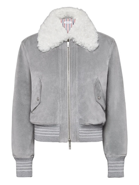  Thom Browne Shearling-collar Suede Jacket - Grey 
