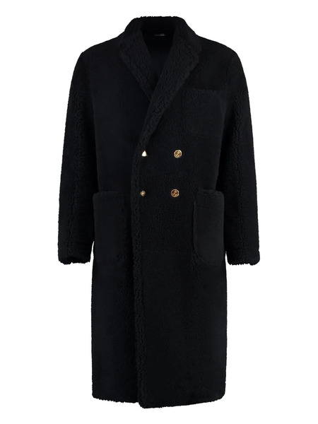  Thom Browne Shearling Overcoat - Black 