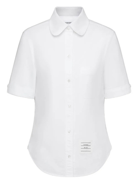  Thom Browne Shirt-sleeve Round-collar Shirt - White 